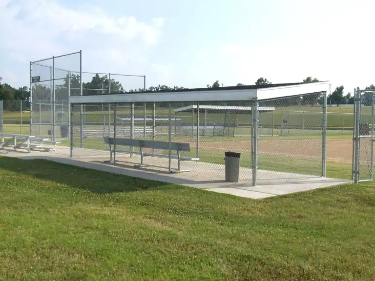 Galvanized chain link ballfield backstop and dugout