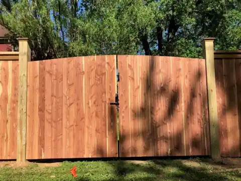 Cedar board-to-board double gate in Downtown Bentonville, Arkansas